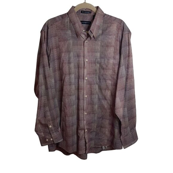 Jhane Barnes Vintage Mens Shirt Size Large Pink Woven Japanese Fabric Collared